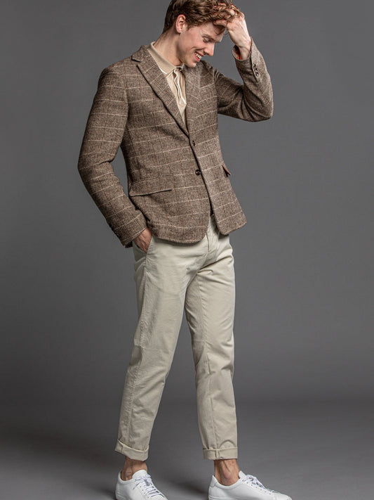 Beige Herringbone Blazer