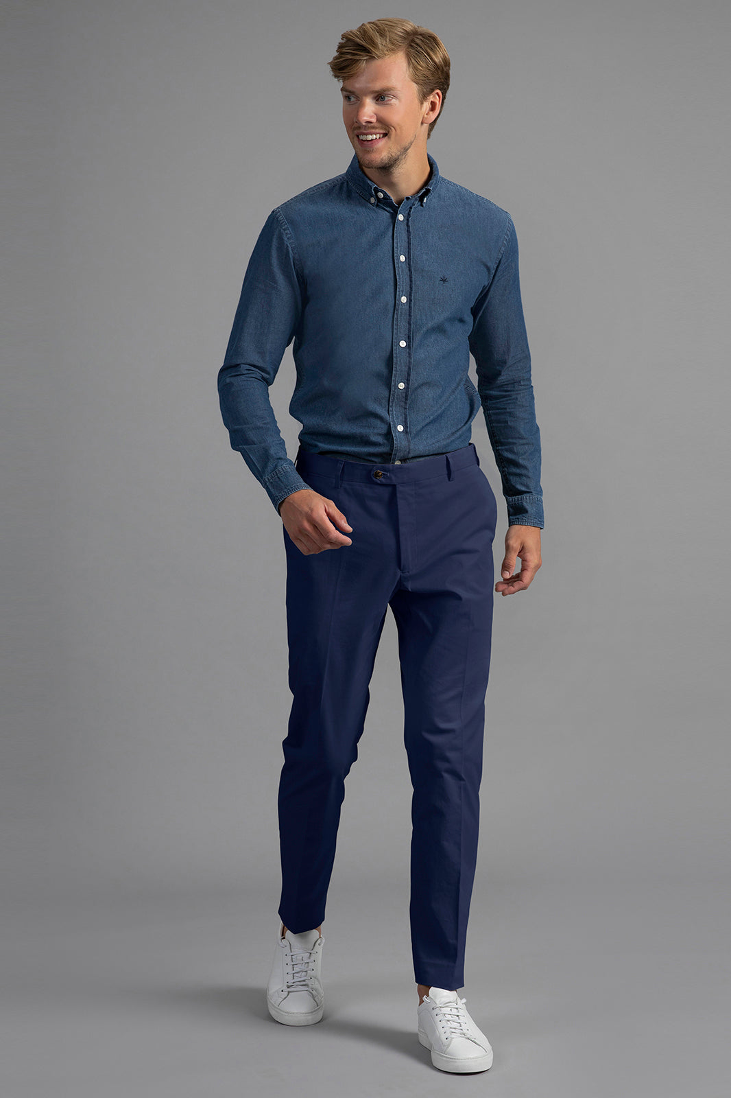 Bruno Cotton Stretch Chino - Navy Blue