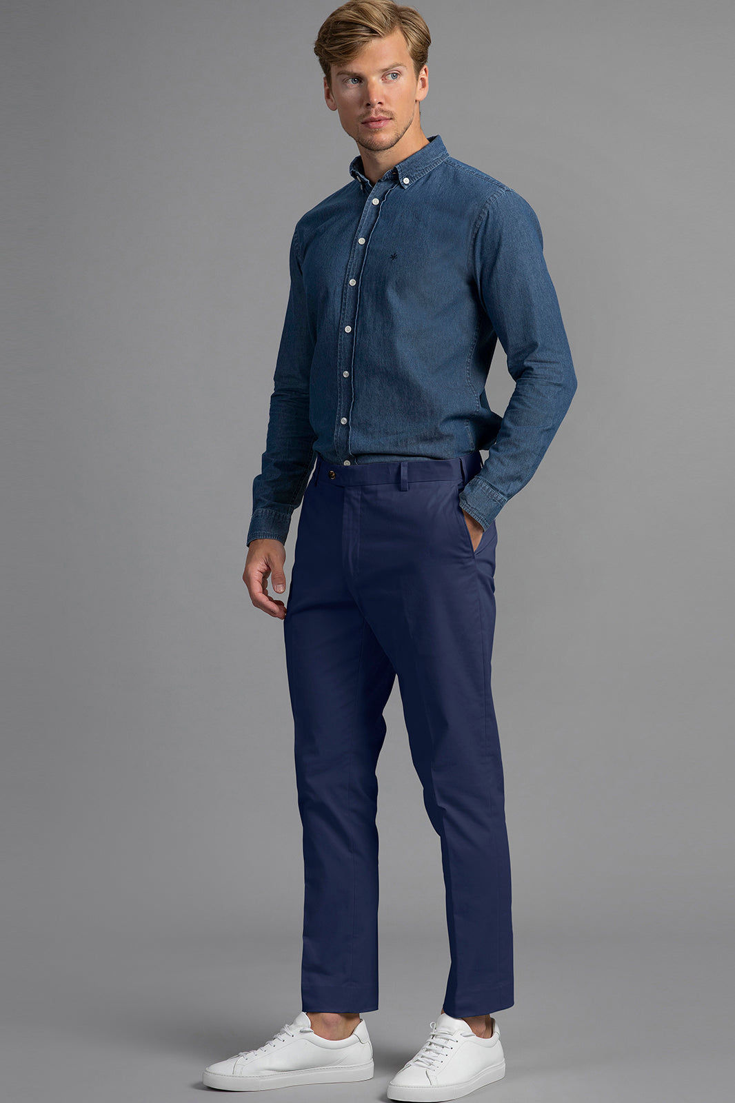 Bruno Cotton Stretch Chino - Navy Blue