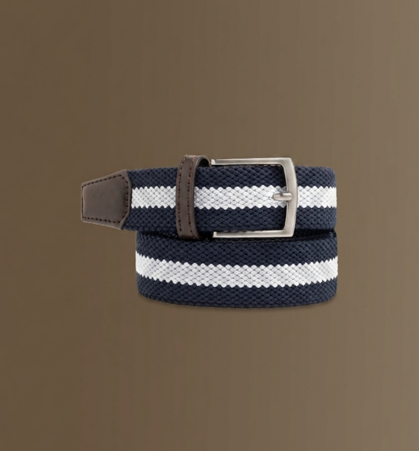 Tours woven striped belt - Navy / White