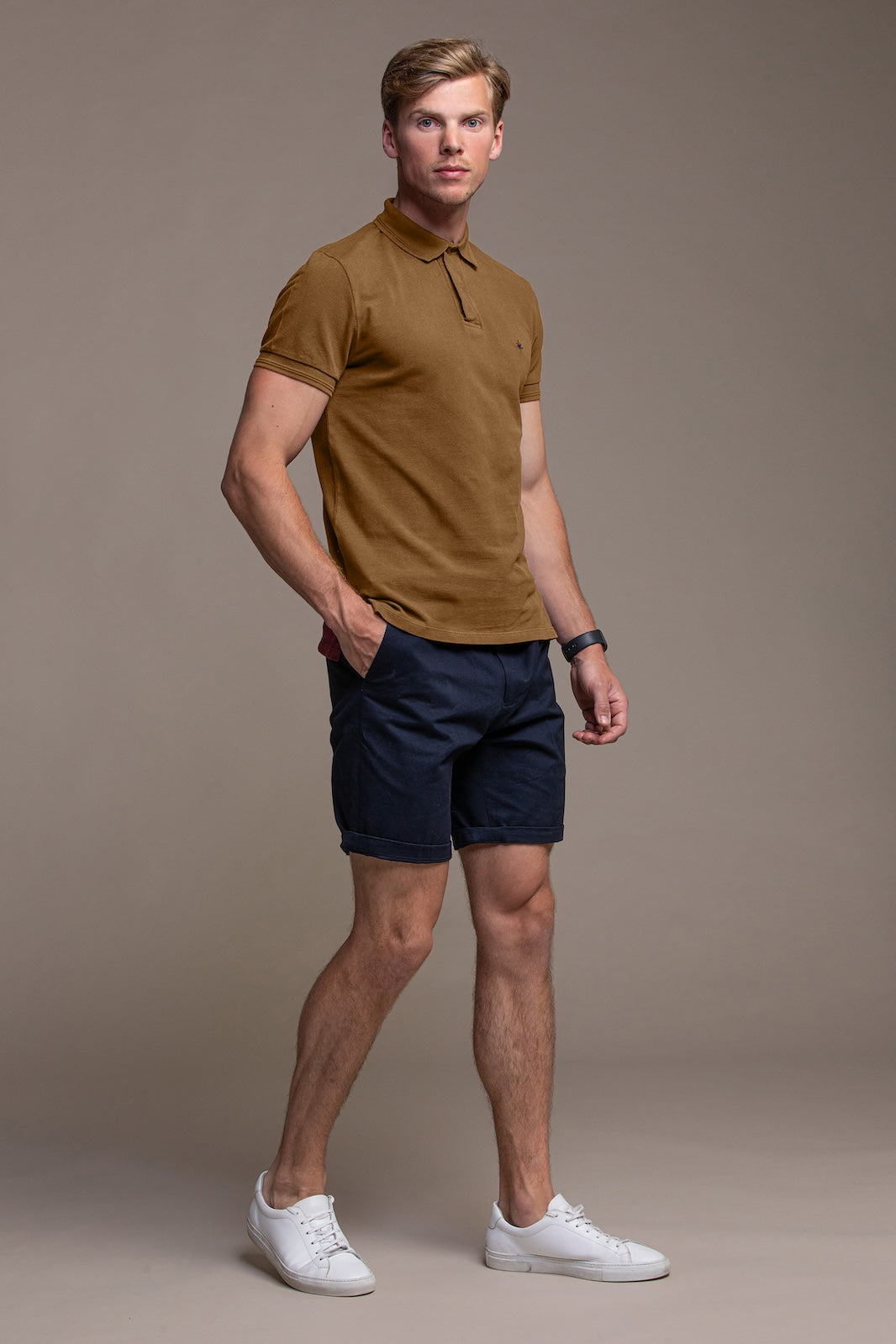 Hugo Cotton Pique Polo in Cognac