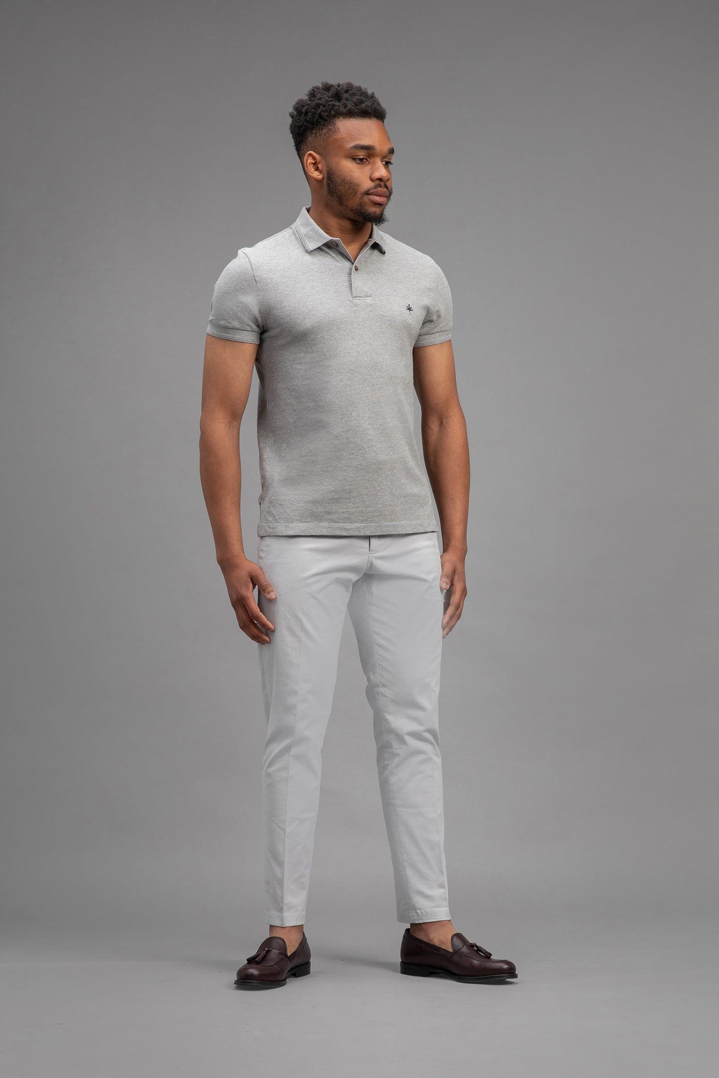 Hugo Cotton Pique Polo in Gris Melange
