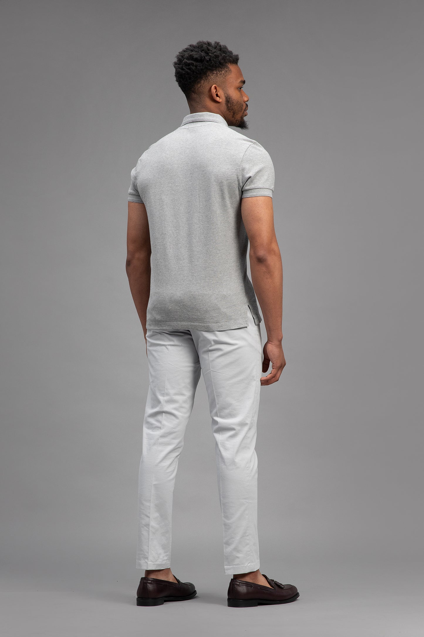Ugo Cotton Pique Polo in Gris Melange