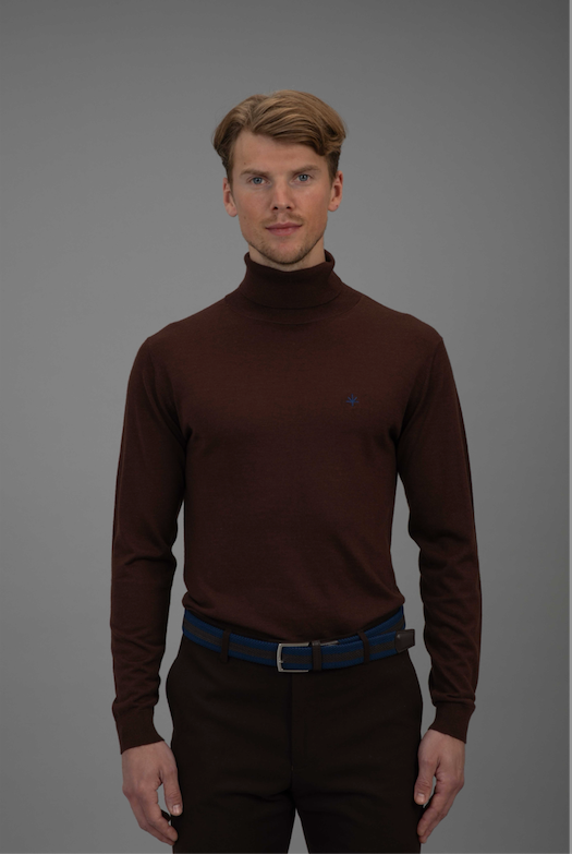 Pre-order: Roger Roll Neck Sweater - Brown