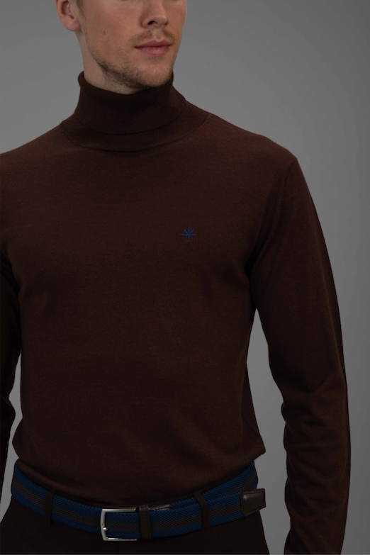 Pre-order: Roger Roll Neck Sweater - Brown