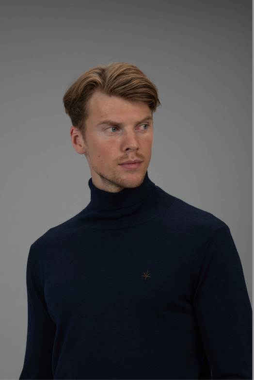 Pre-order: Roger Roll Neck Sweater - Navy