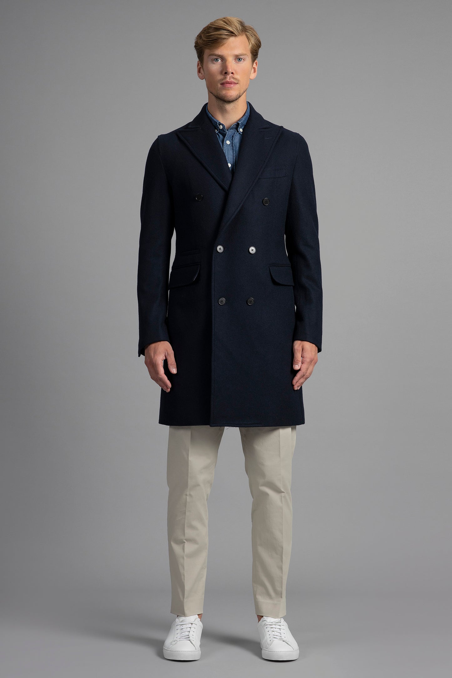 Navy Blue Double Breasted Coat