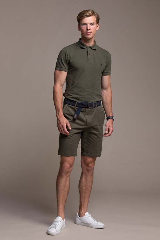 Hugo Cotton Pique Polo in Khaki Green