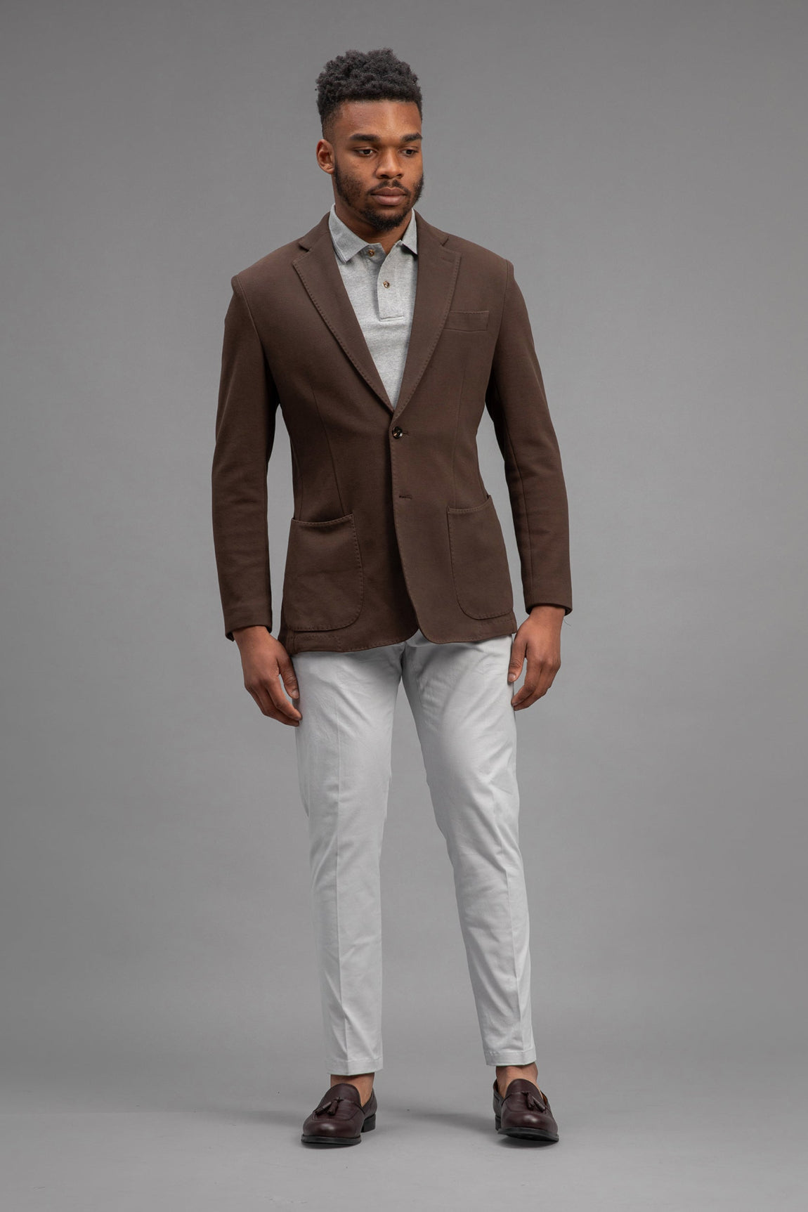 Antibes - Brown Cotton Stretch Blazer
