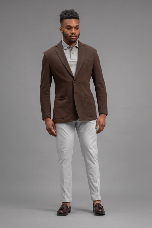 Antibes - Brown Cotton Stretch Blazer