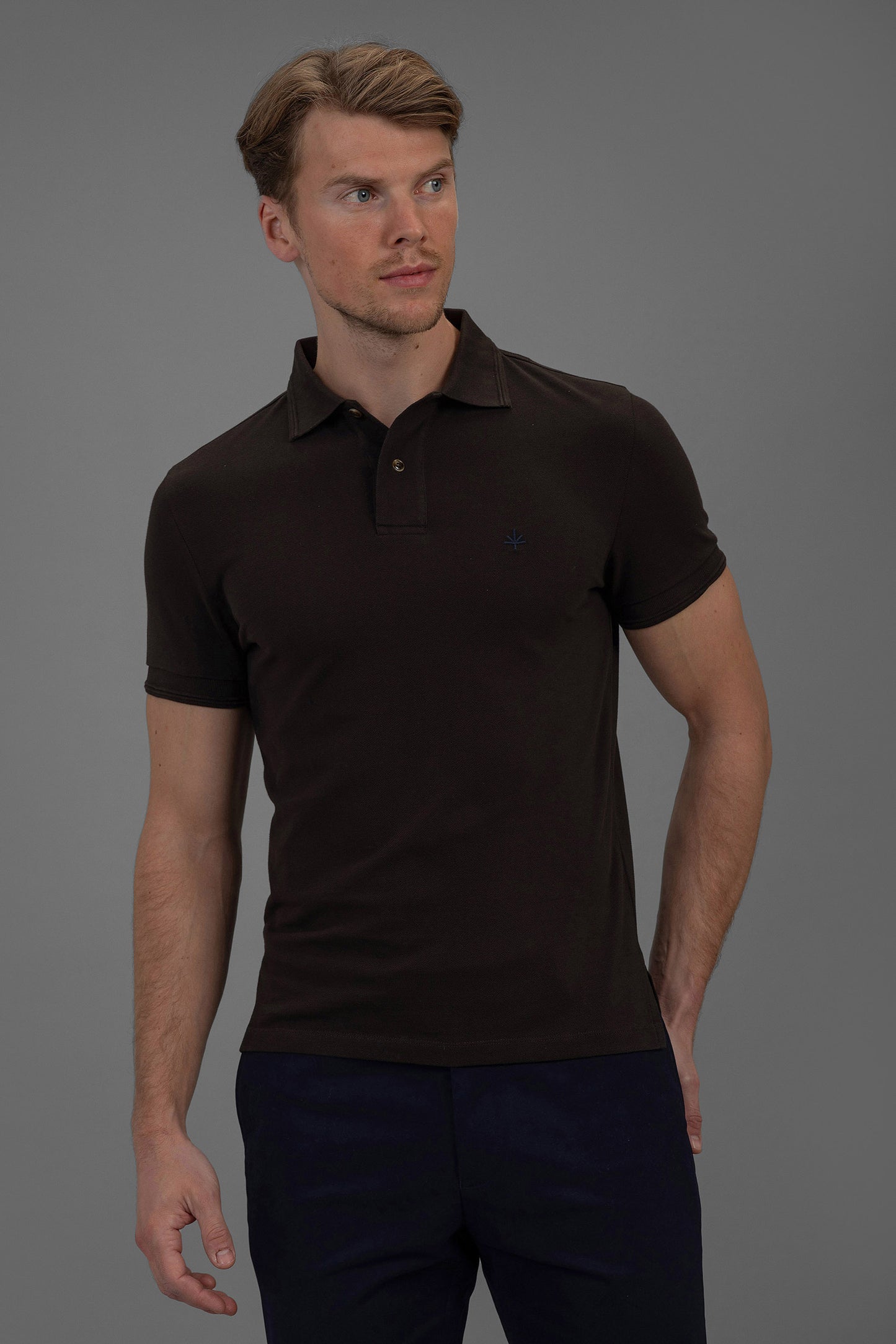 Hugo Cotton Pique Polo in Brown