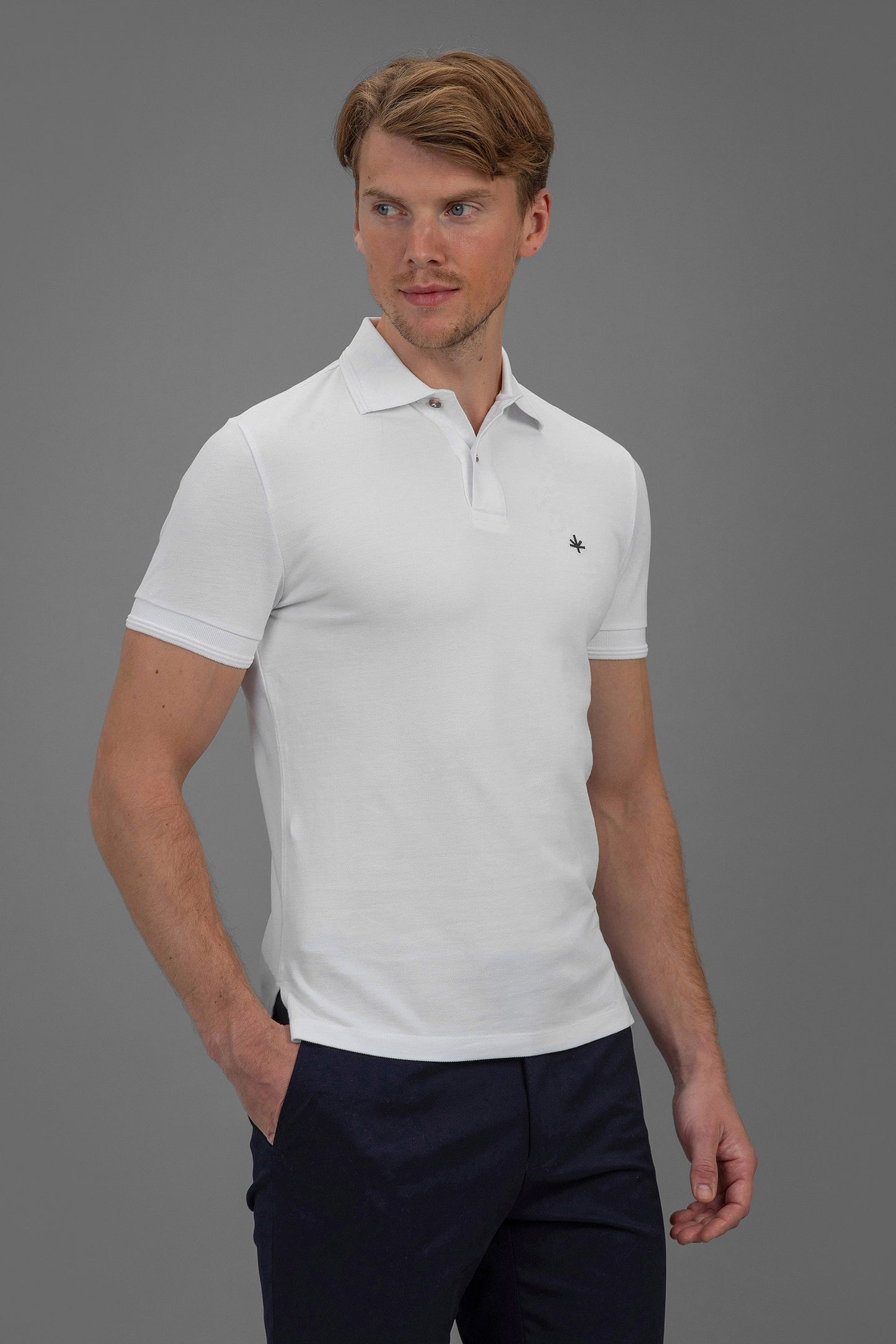 Hugo Cotton Pique Polo in White