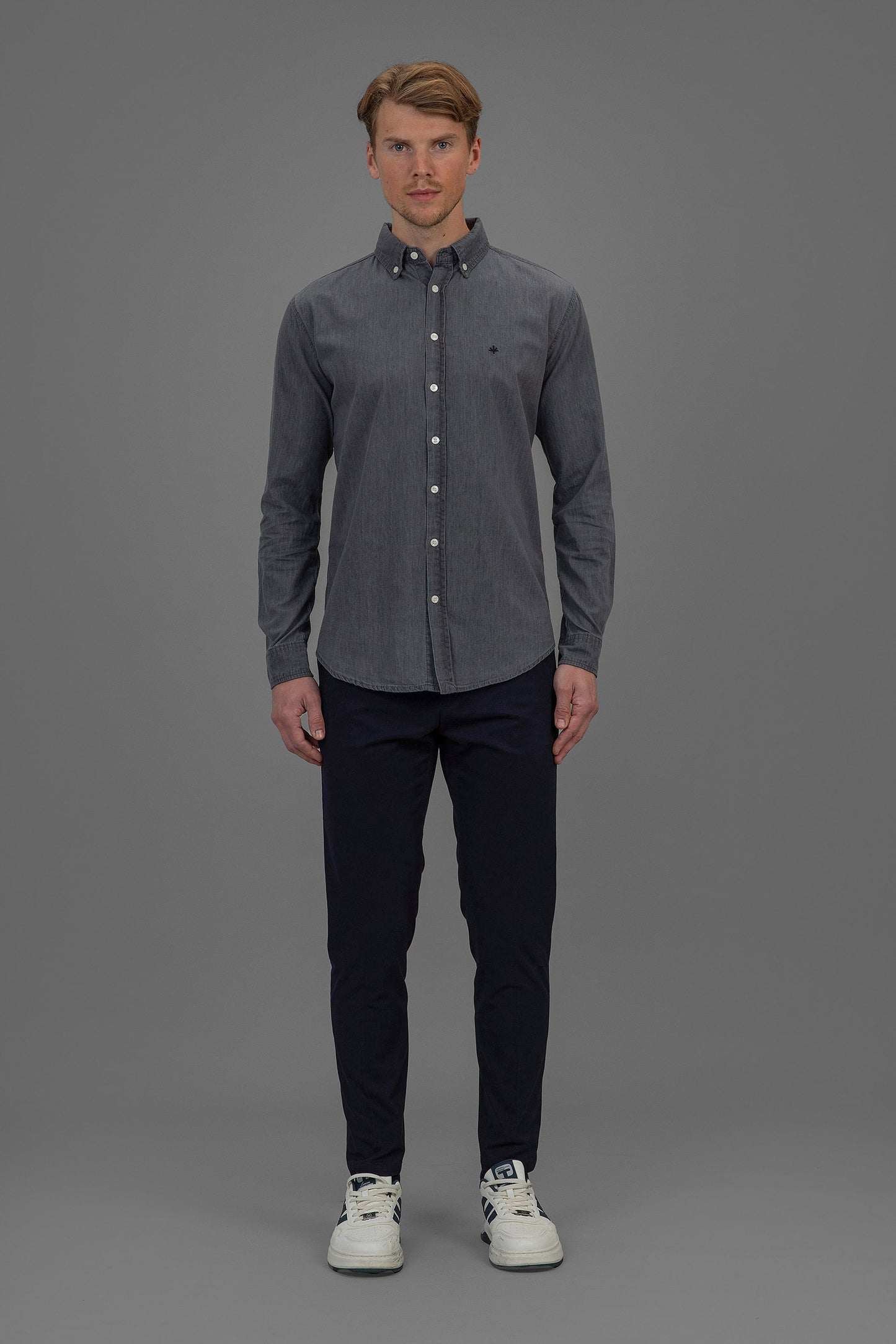 Marseille Slim Fit Denim Shirt - Grey