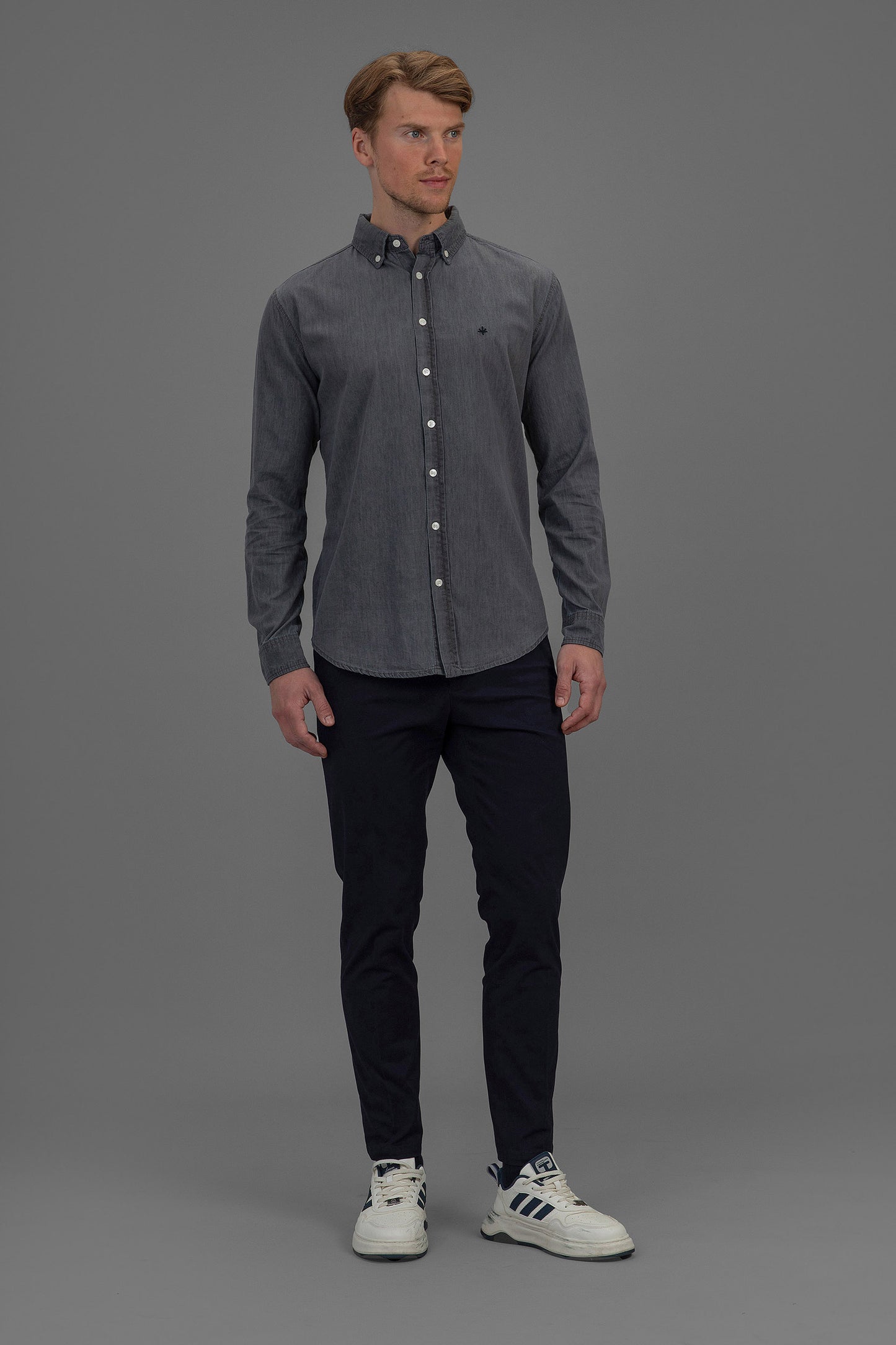 Marseille Slim Fit Denim Shirt - Grey