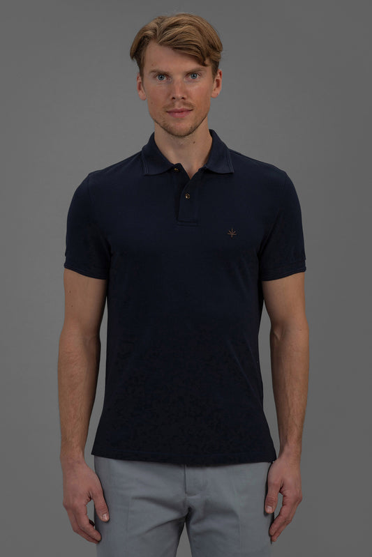 Hugo Cotton Pique Polo in Navy Blue