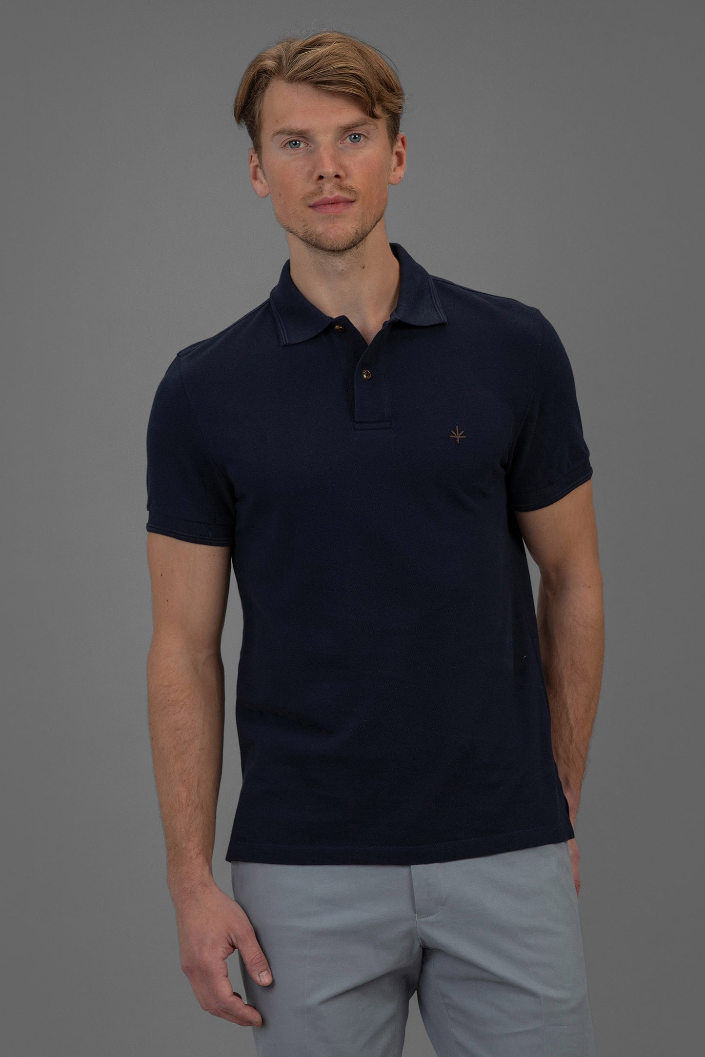 Hugo Cotton Pique Polo in Navy Blue