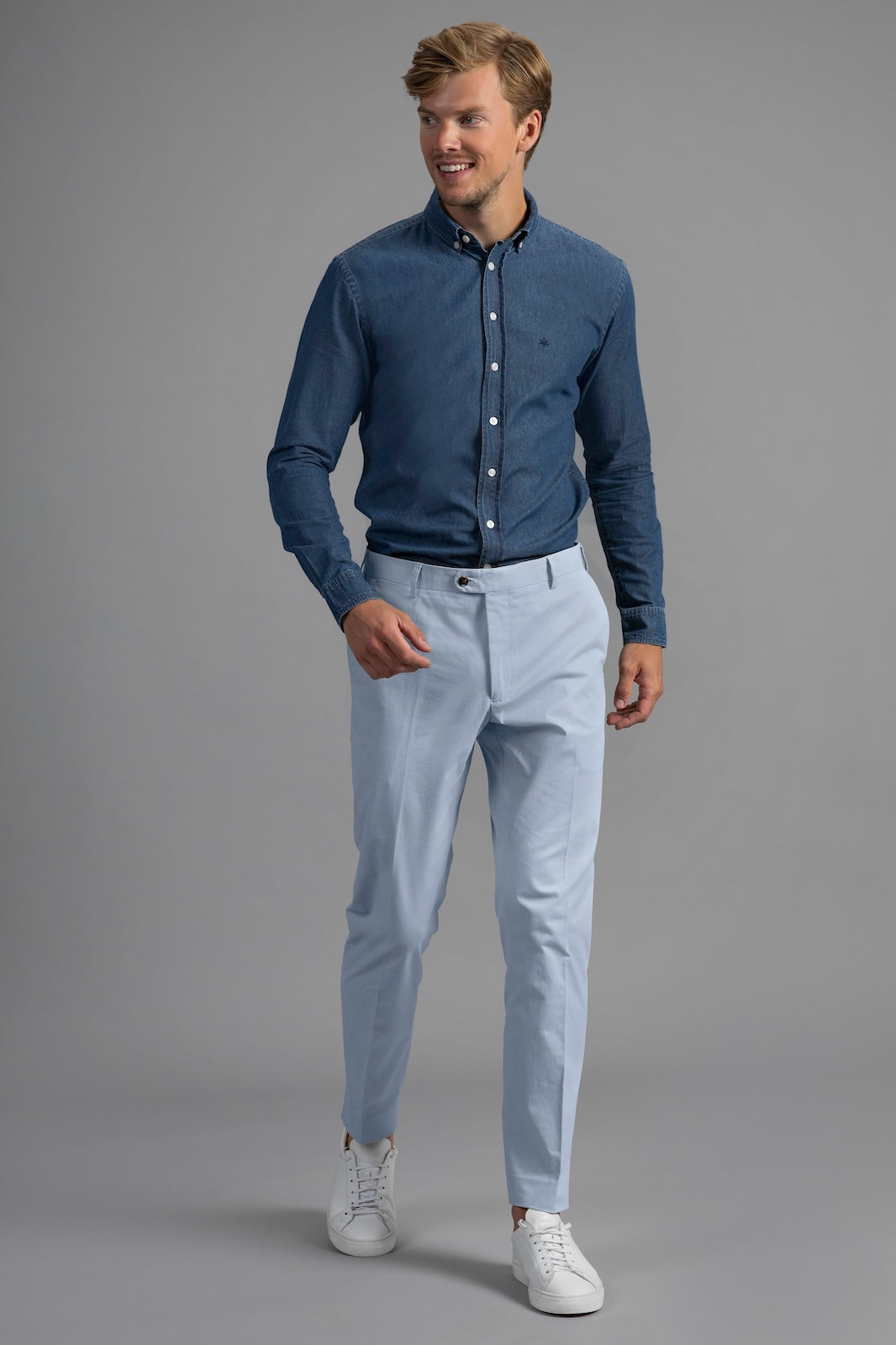 Bruno Cotton Stretch Chino - Ciel Blue
