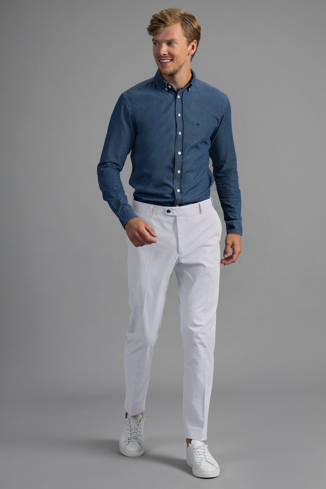 Bruno Cotton Stretch Chino - White
