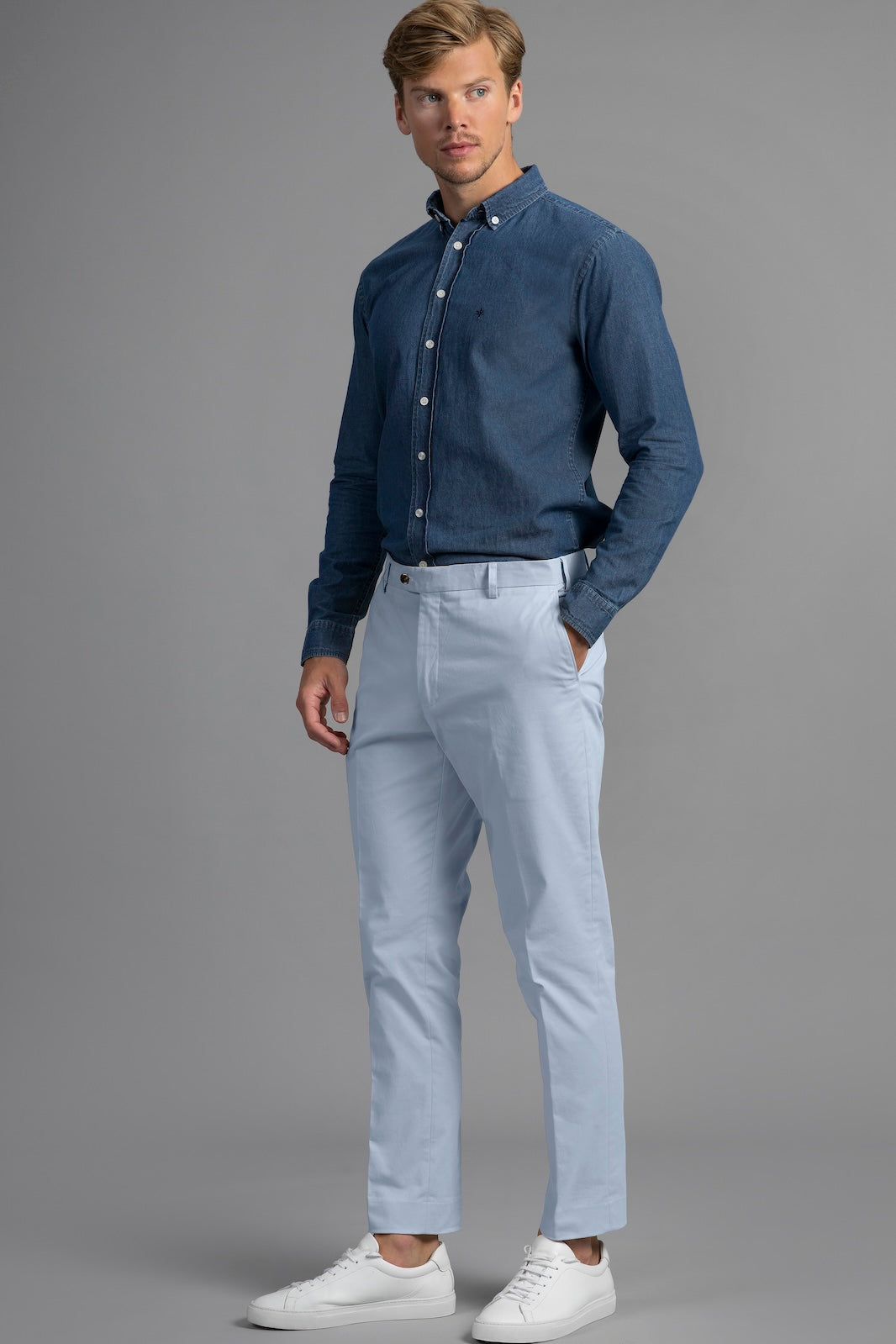 Bruno Cotton Stretch Chino - Ciel Blue