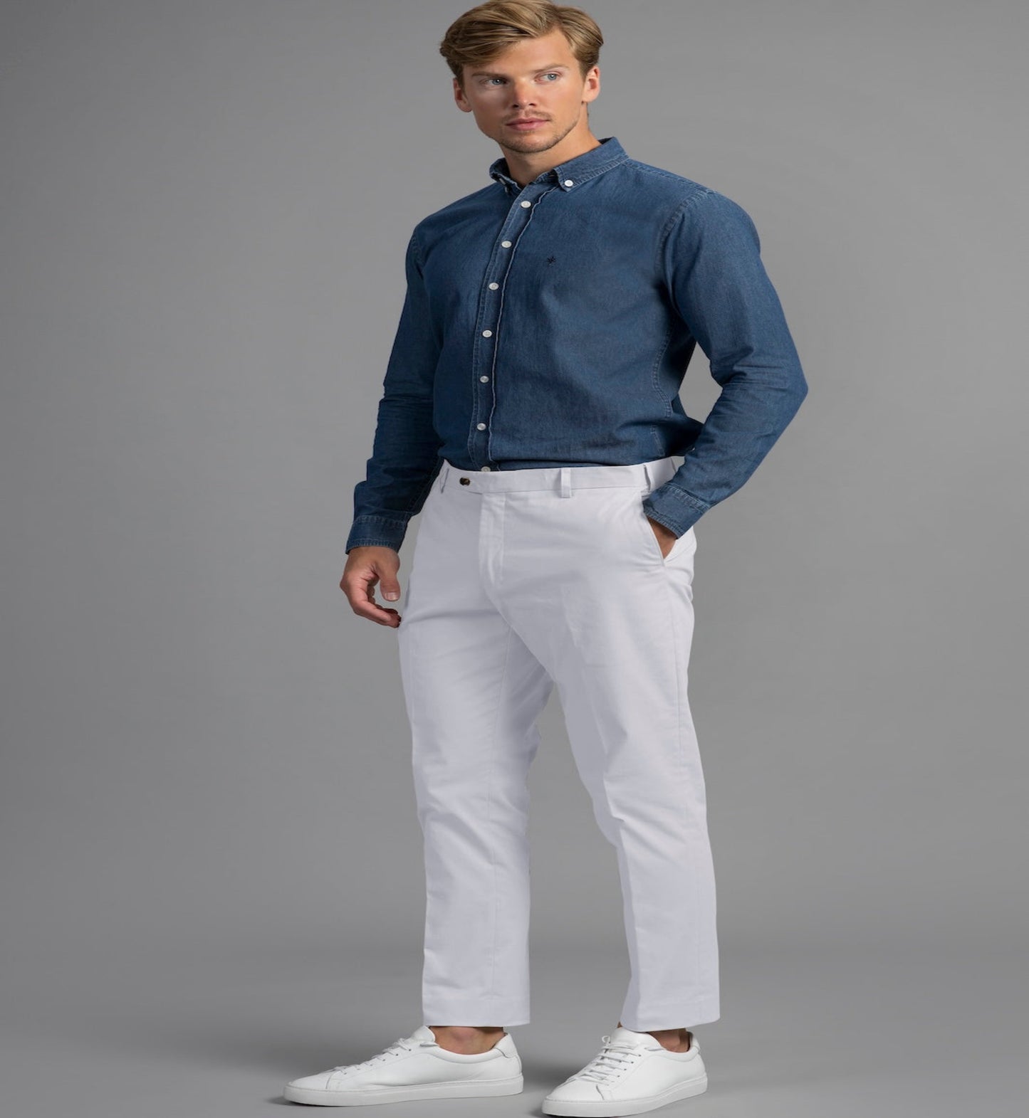 Bruno Cotton Stretch Chino - White