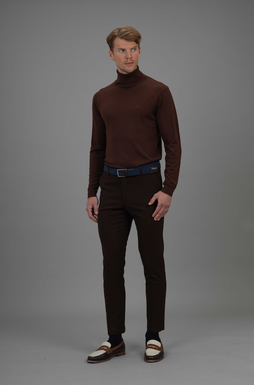 Pre-order: Roger Roll Neck Sweater - Brown