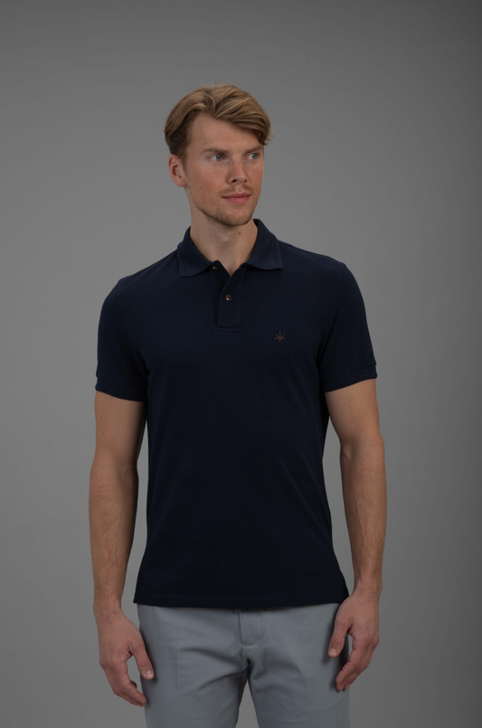 Hugo Cotton Pique Polo in Navy Blue