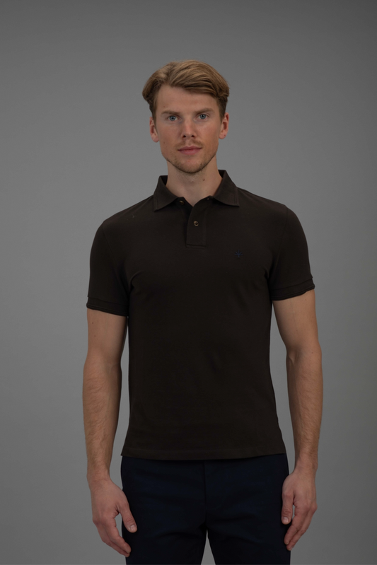 Hugo Cotton Pique Polo in Brown