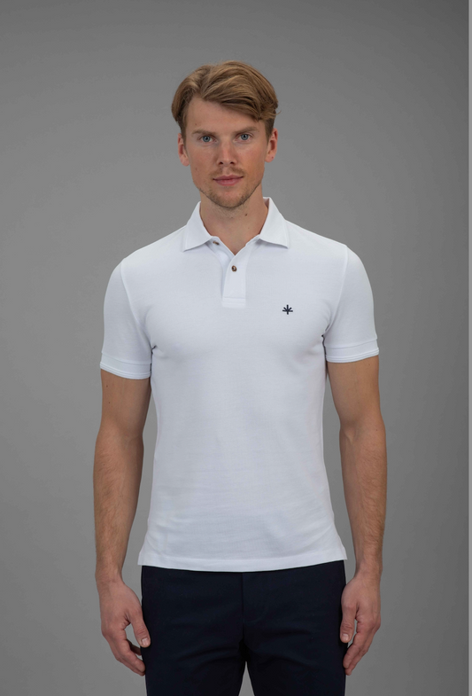 Hugo Cotton Pique Polo in White