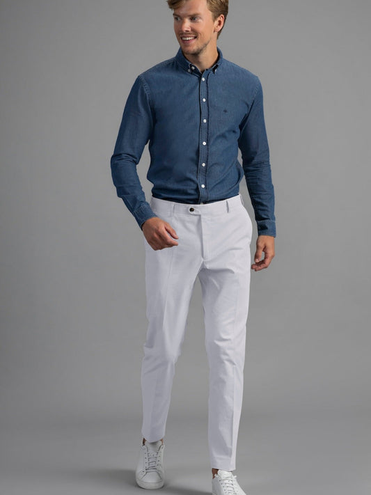 Bruno Cotton Stretch Chino - White