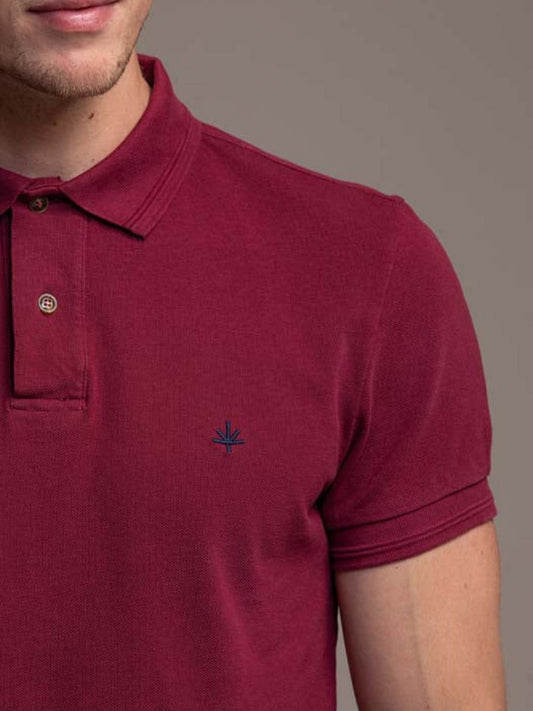 Hugo Cotton Pique Polo in Bordeaux Rouge
