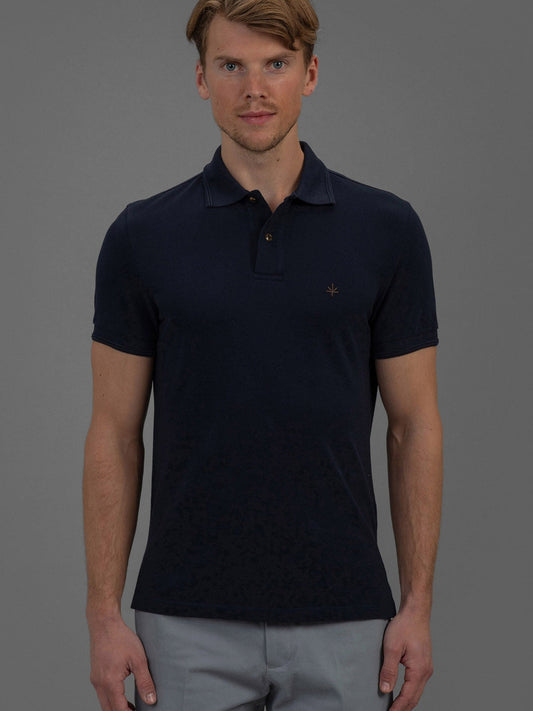 Hugo Cotton Pique Polo in Navy Blue