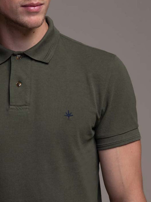 Hugo Cotton Pique Polo in Khaki Green