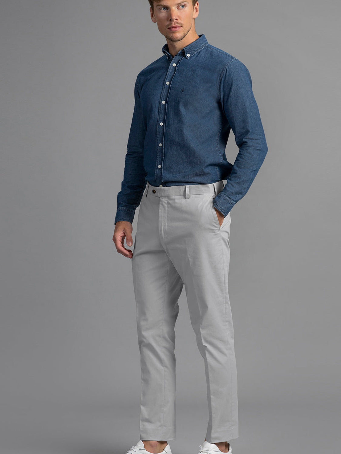 Bruno Cotton Stretch Chino - French Grey