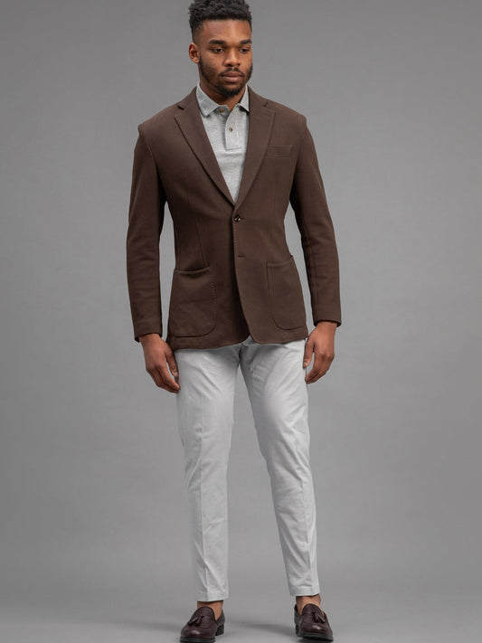 Antibes - Brown Cotton Stretch Blazer