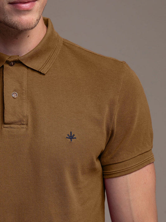 Hugo Cotton Pique Polo in Cognac