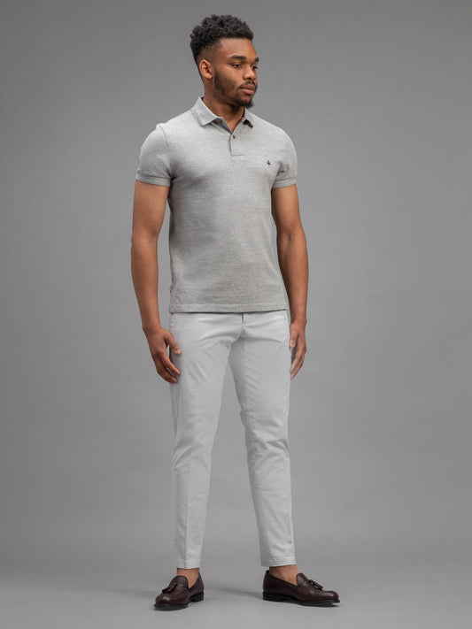 Hugo Cotton Pique Polo in Gris Melange