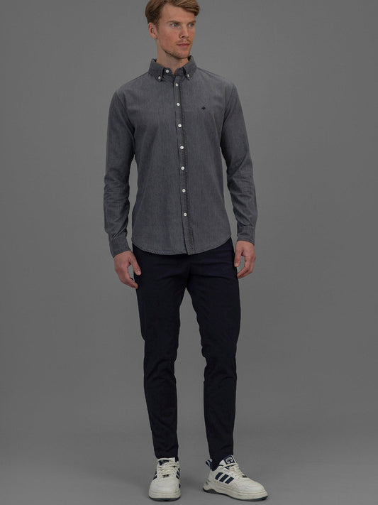 Marseille Slim Fit Denim Shirt - Grey