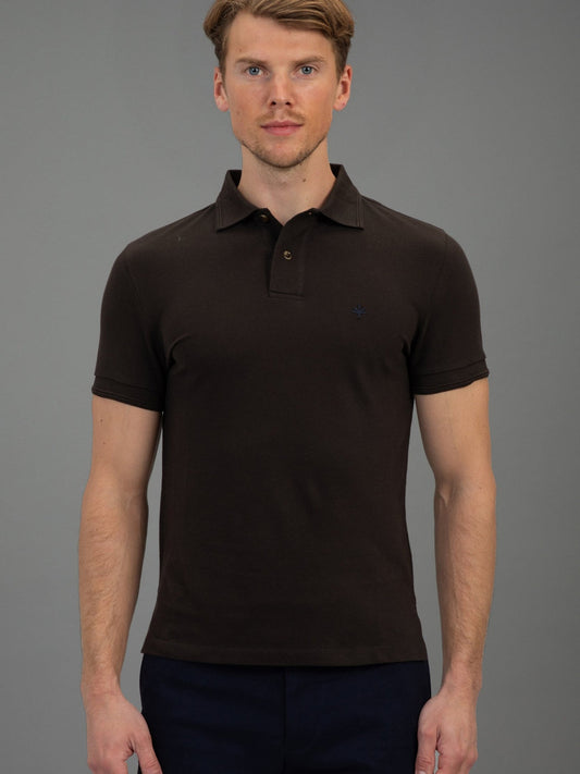 Hugo Cotton Pique Polo in Brown