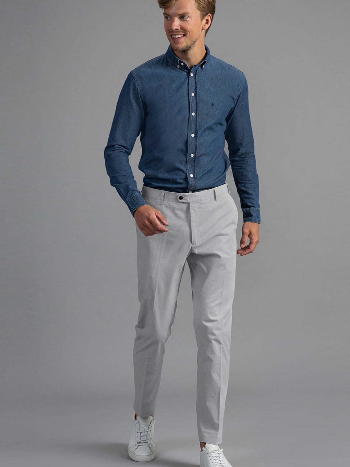 Bruno Cotton Stretch Chino - Light Grey