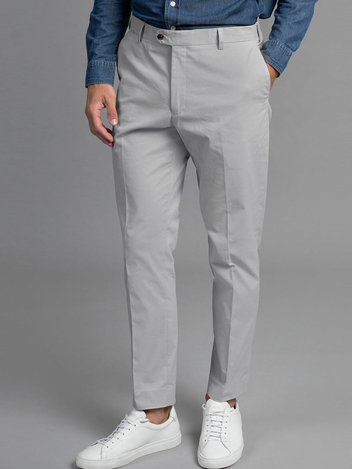 Bruno Cotton Stretch Chino - Light Grey