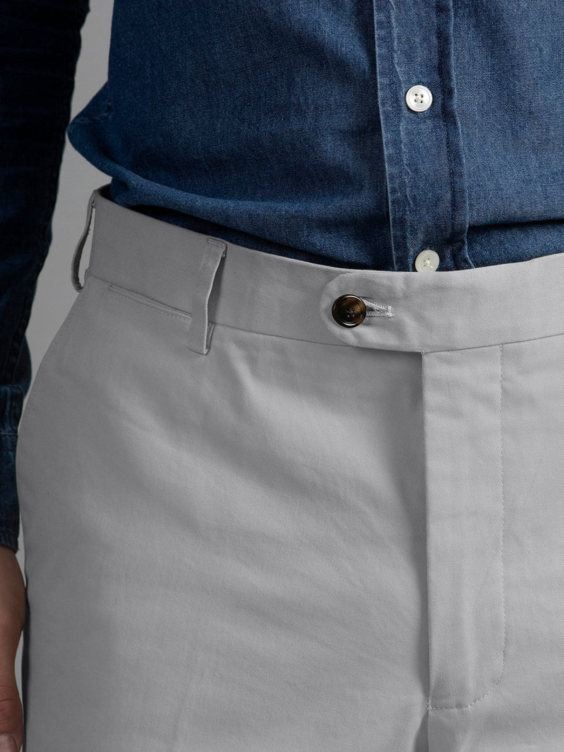 Bruno Cotton Stretch Chino - Light Grey