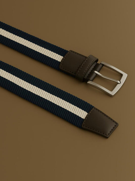Tours woven striped belt - Navy / White