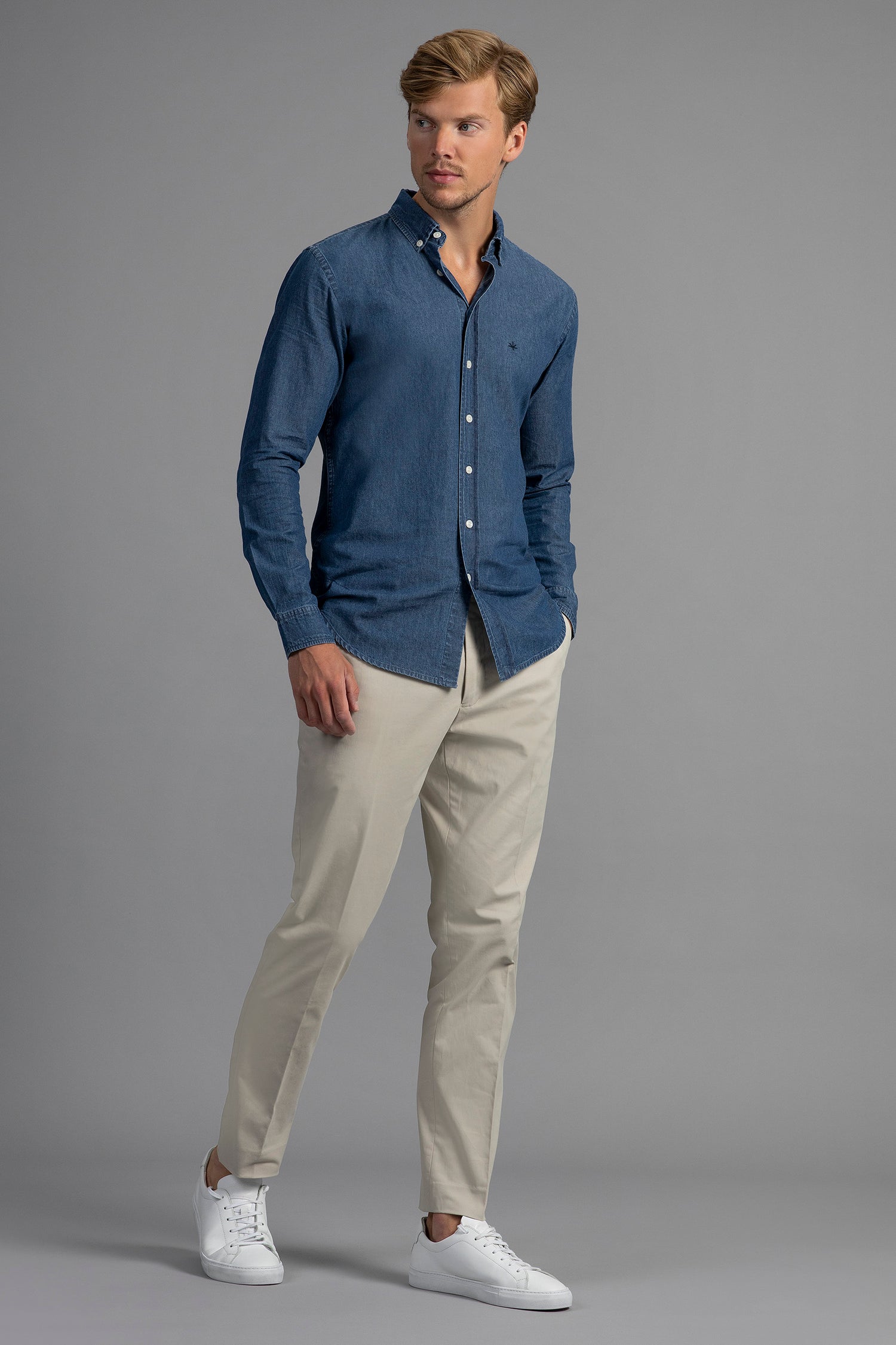 Denim shirt grey clearance chinos
