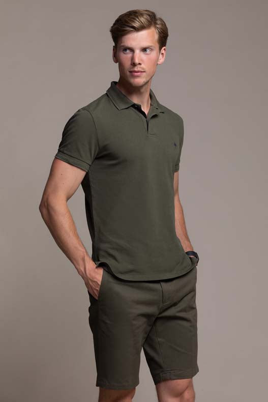Hugo Cotton Pique Polo in Khaki Green