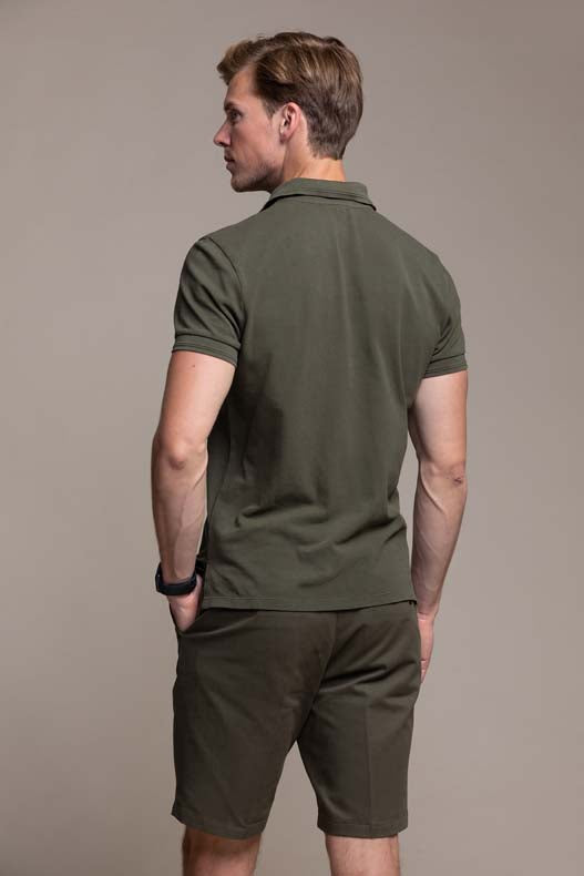 Hugo Cotton Pique Polo in Khaki Green