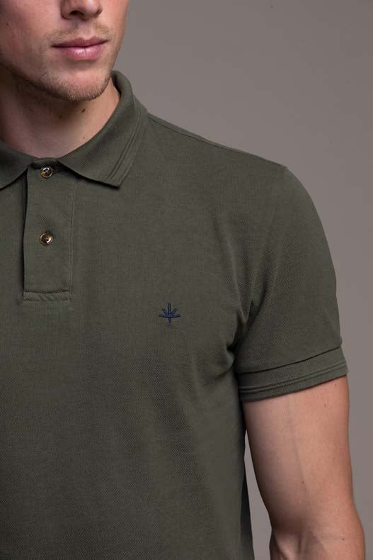 Hugo Cotton Pique Polo in Khaki Green