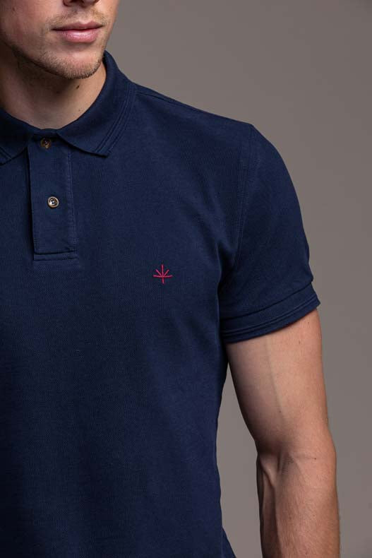 Hugo Cotton Pique Polo in Navy Blue